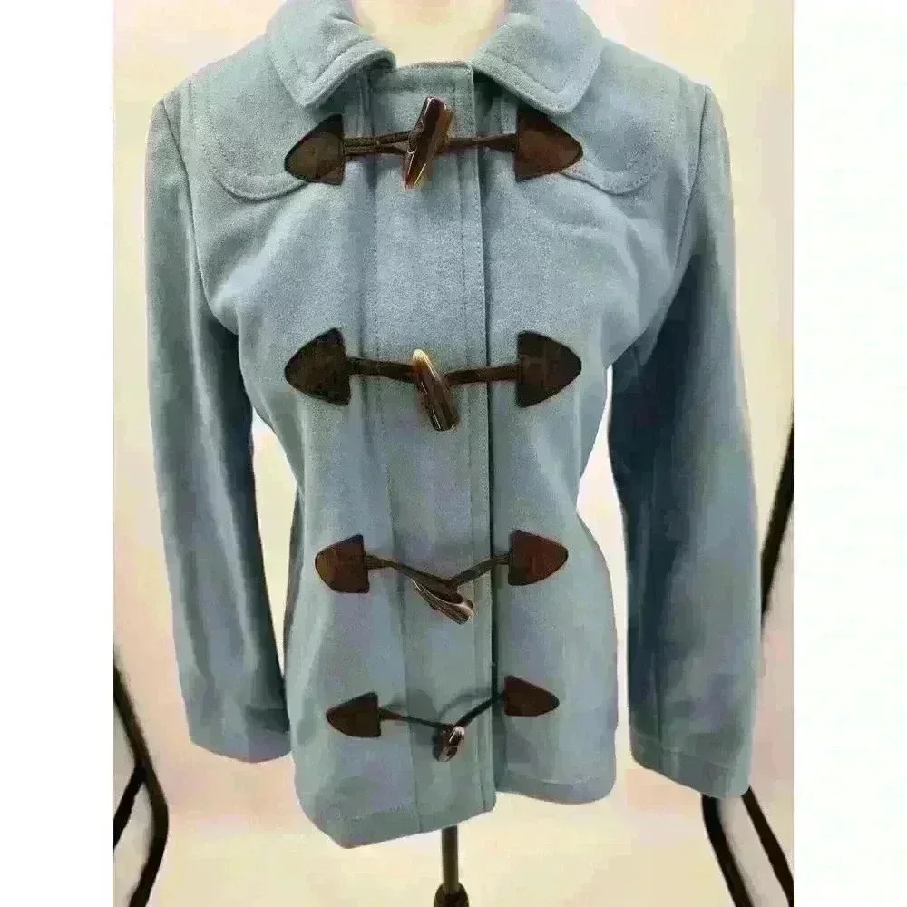 Gap Women's 60's Inspired‎ Blue Toggle Button Coat w/ Inner Zipper Coat Sz Small